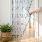 Door Curtain Sheer Embroidered Adjustable Telescopic Rod
