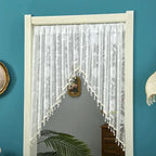 Door Curtain Sheer Embroidered Adjustable Telescopic Rod