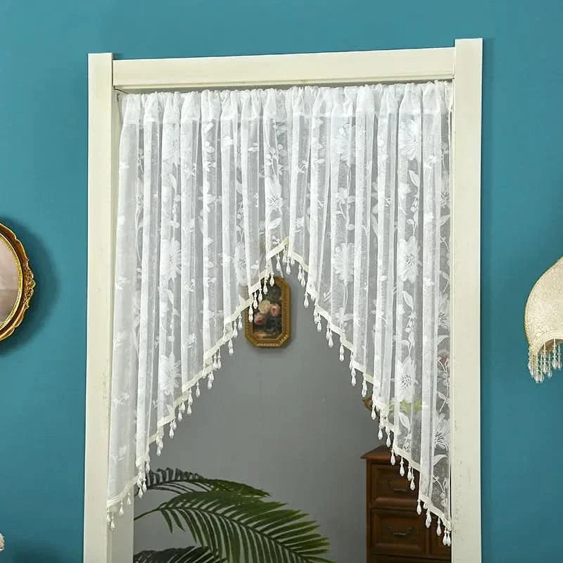 Door Curtain Sheer Embroidered Adjustable Telescopic Rod