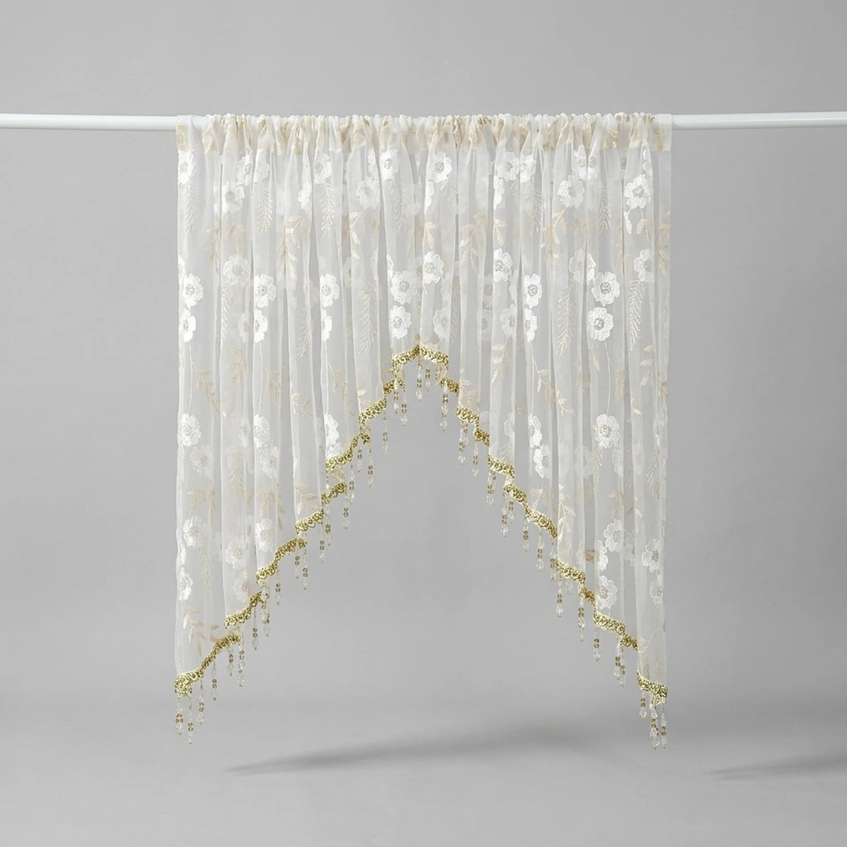 Door Curtain Sheer Embroidered Adjustable Telescopic Rod