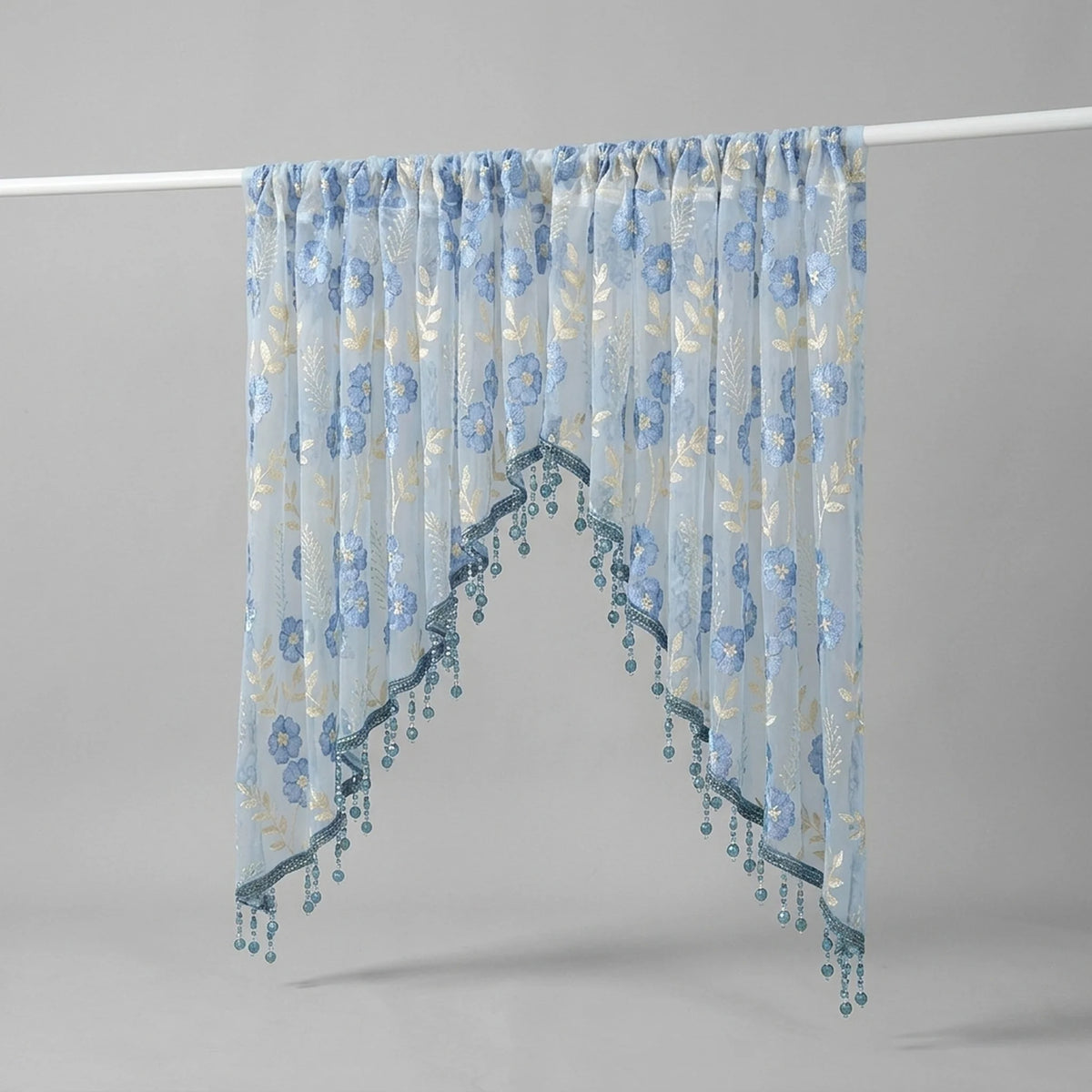 Door Curtain Sheer Embroidered Adjustable Telescopic Rod