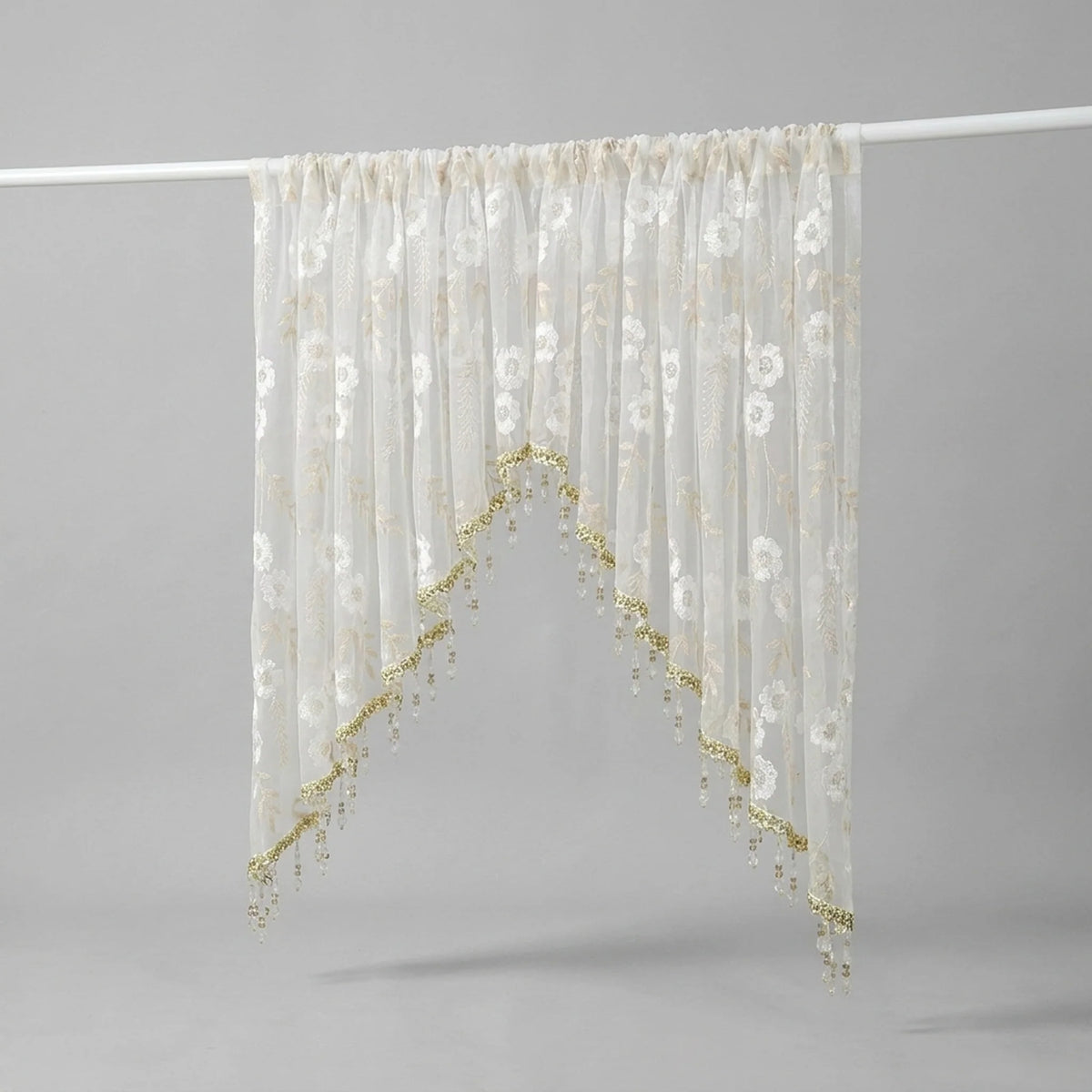 Door Curtain Sheer Embroidered Adjustable Telescopic Rod