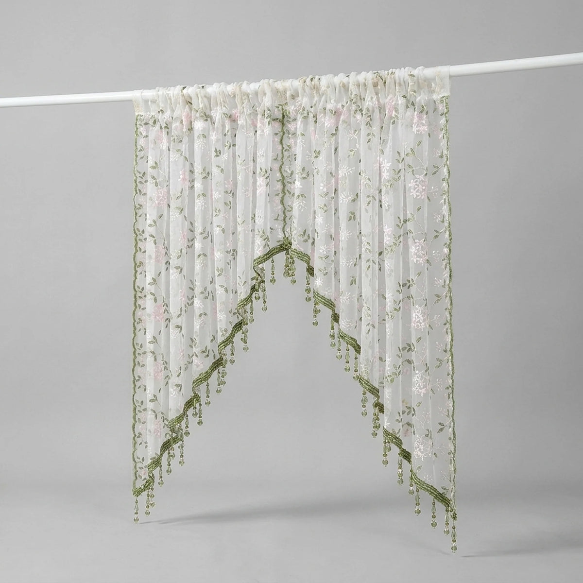 Door Curtain Sheer Embroidered Adjustable Telescopic Rod
