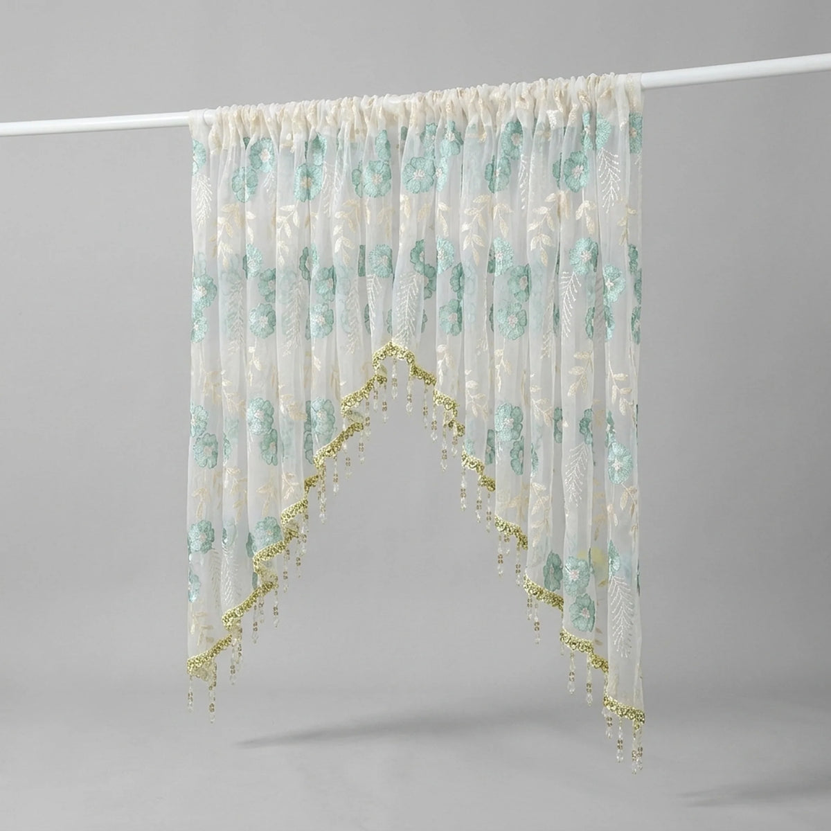 Door Curtain Sheer Embroidered Adjustable Telescopic Rod