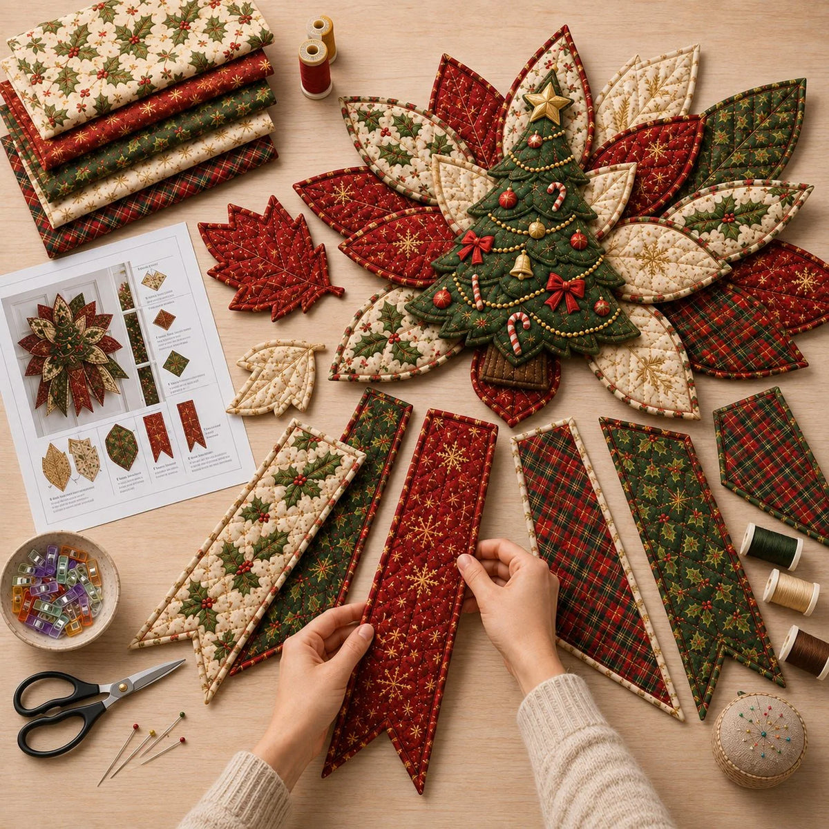 Door Hanging Sewing Kit Quilted Christmas 7 Designs