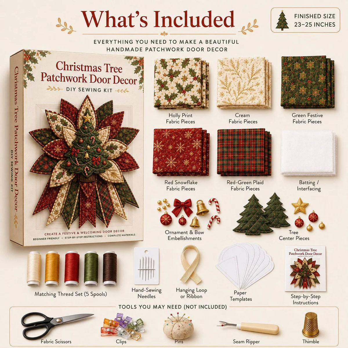 Door Hanging Sewing Kit Quilted Christmas 7 Designs