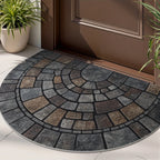 Door Mat Half Moon Stone Effect Non-Slip Backing