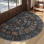 Door Mat Half Moon Stone Effect Non-Slip Backing