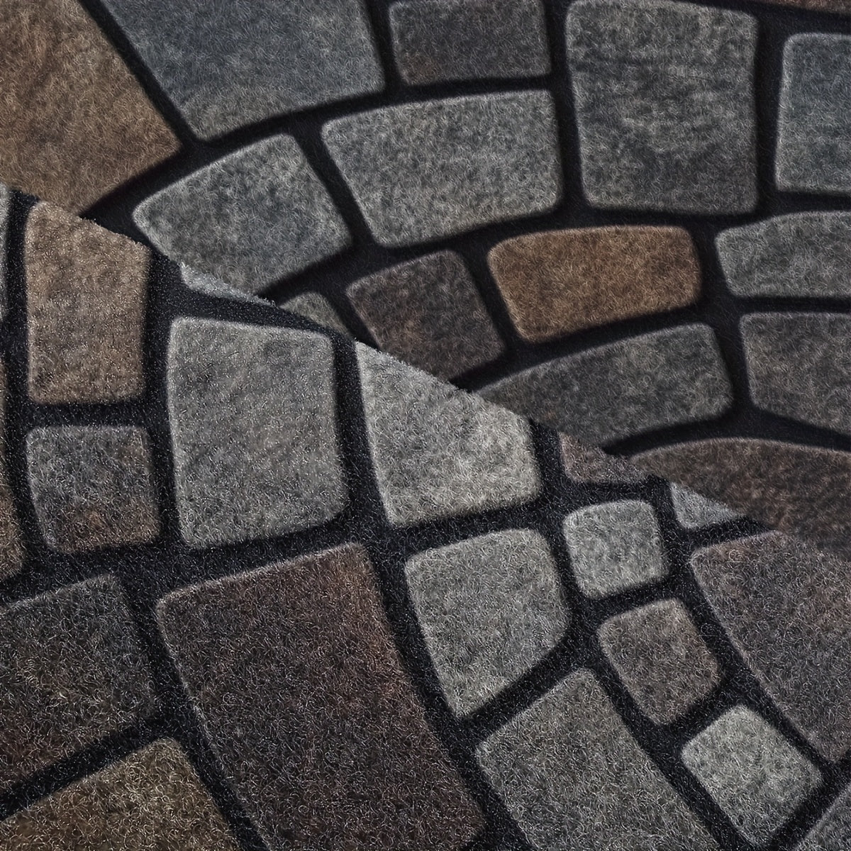 Door Mat Half Moon Stone Effect Non-Slip Backing