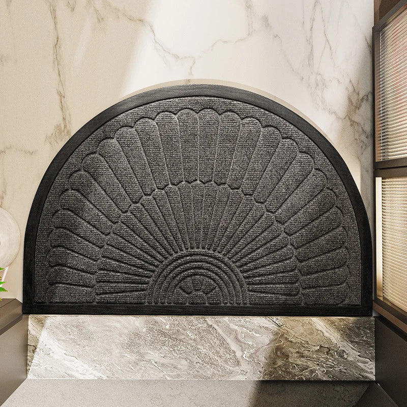 Door Mat Half-Round Textured Surface & Non-Slip Rubber Backing