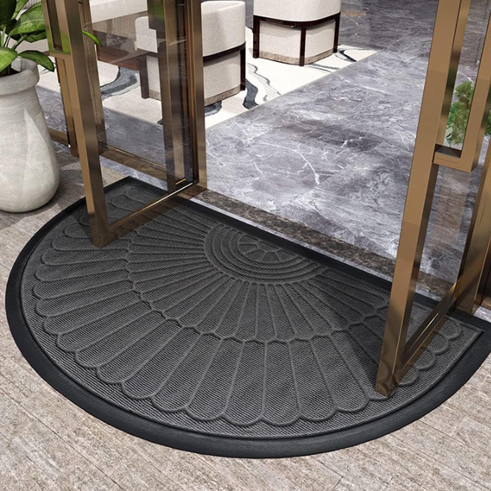 Door Mat Half-Round Textured Surface & Non-Slip Rubber Backing