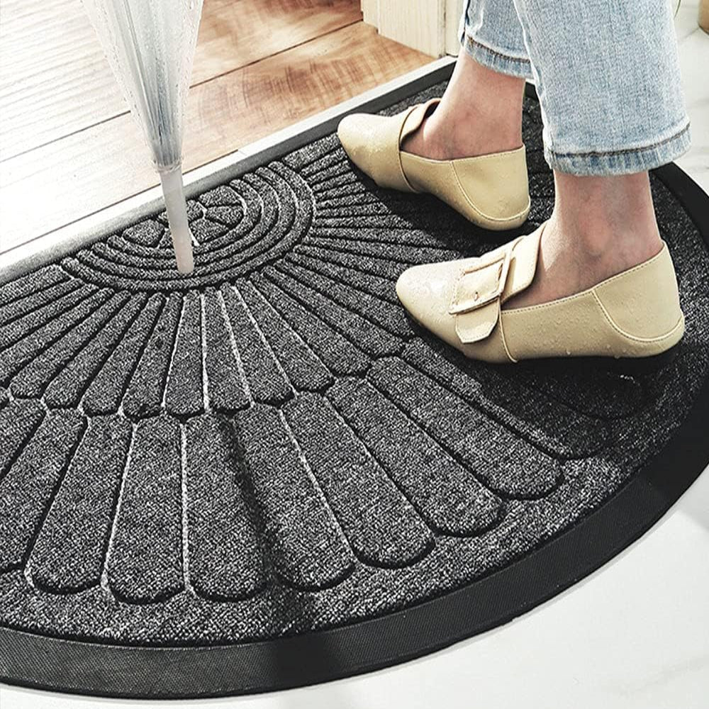 Door Mat Half-Round Textured Surface & Non-Slip Rubber Backing