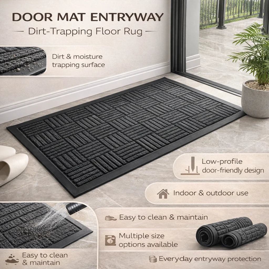 Door Mat Low-Profile Dirt-Trapping Indoor/Outdoor