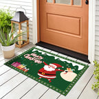 Door Mat Snowman Checkered Weather-Resistant & Non-Slip