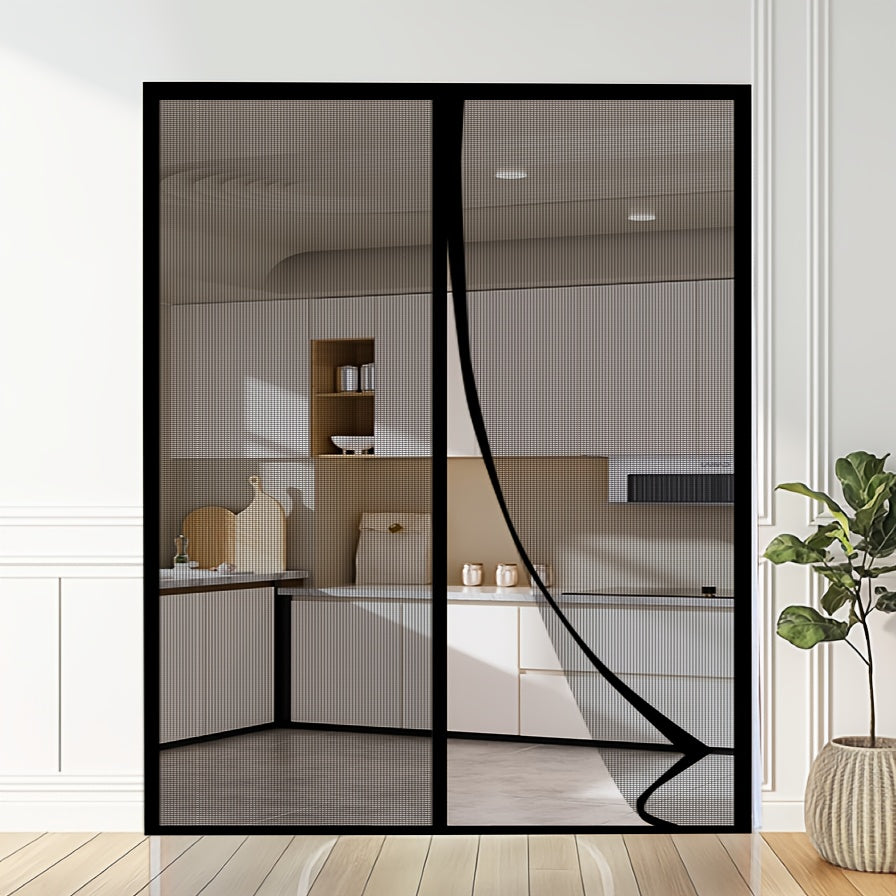 Door Screen Magnetic Auto Close Fiberglass Mesh No Drill