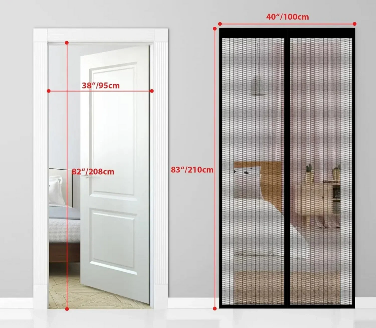 Door Screen Magnetic Closure Hands-Free Heavy-Duty Terylene