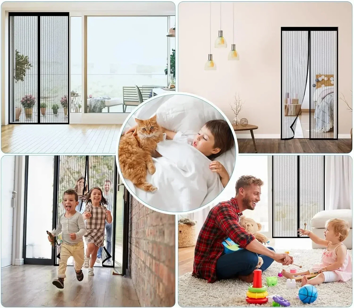 Door Screen Magnetic Closure Hands-Free Heavy-Duty Terylene