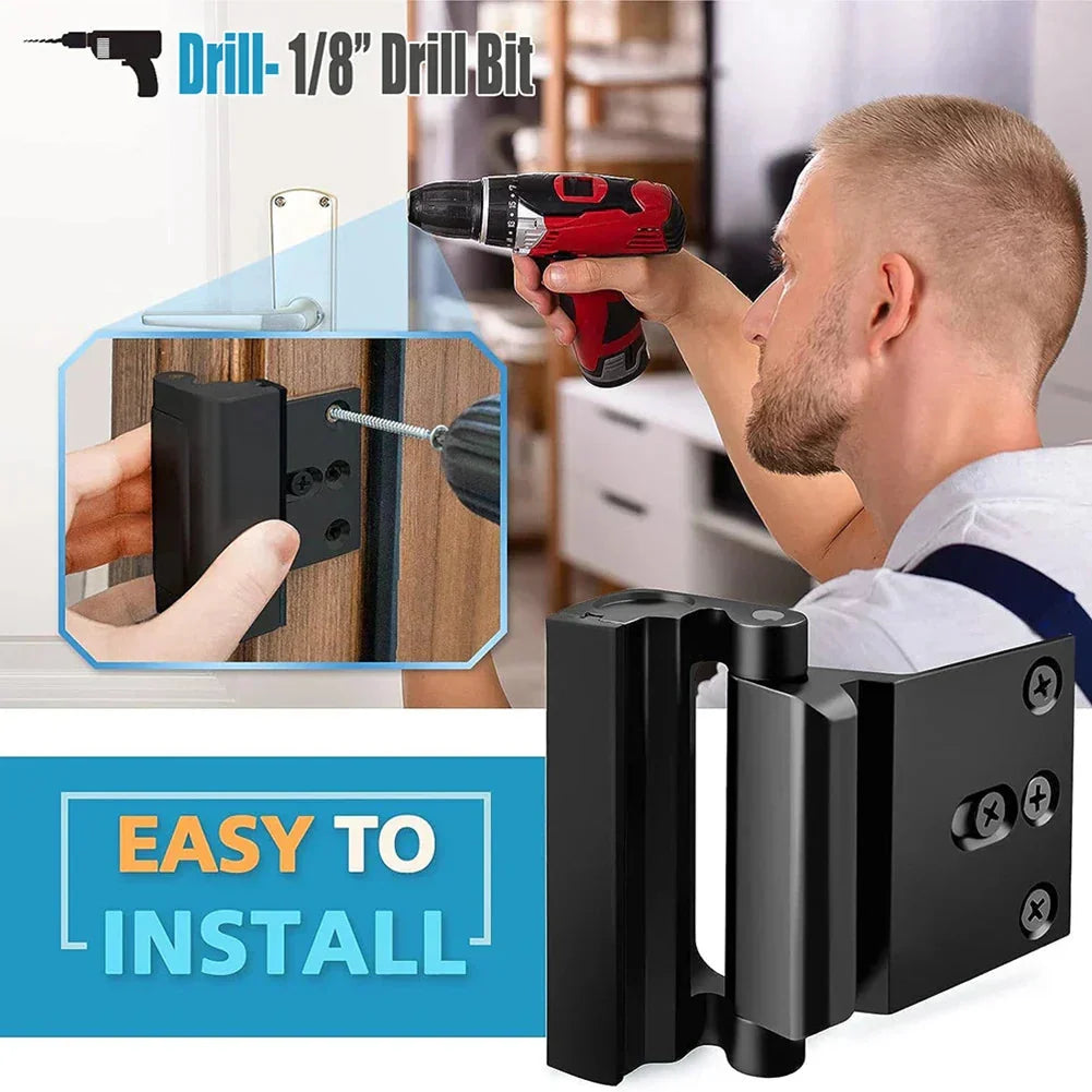 Door Security Latch Heavy-Duty Aluminum 800 Pounds Quick Install