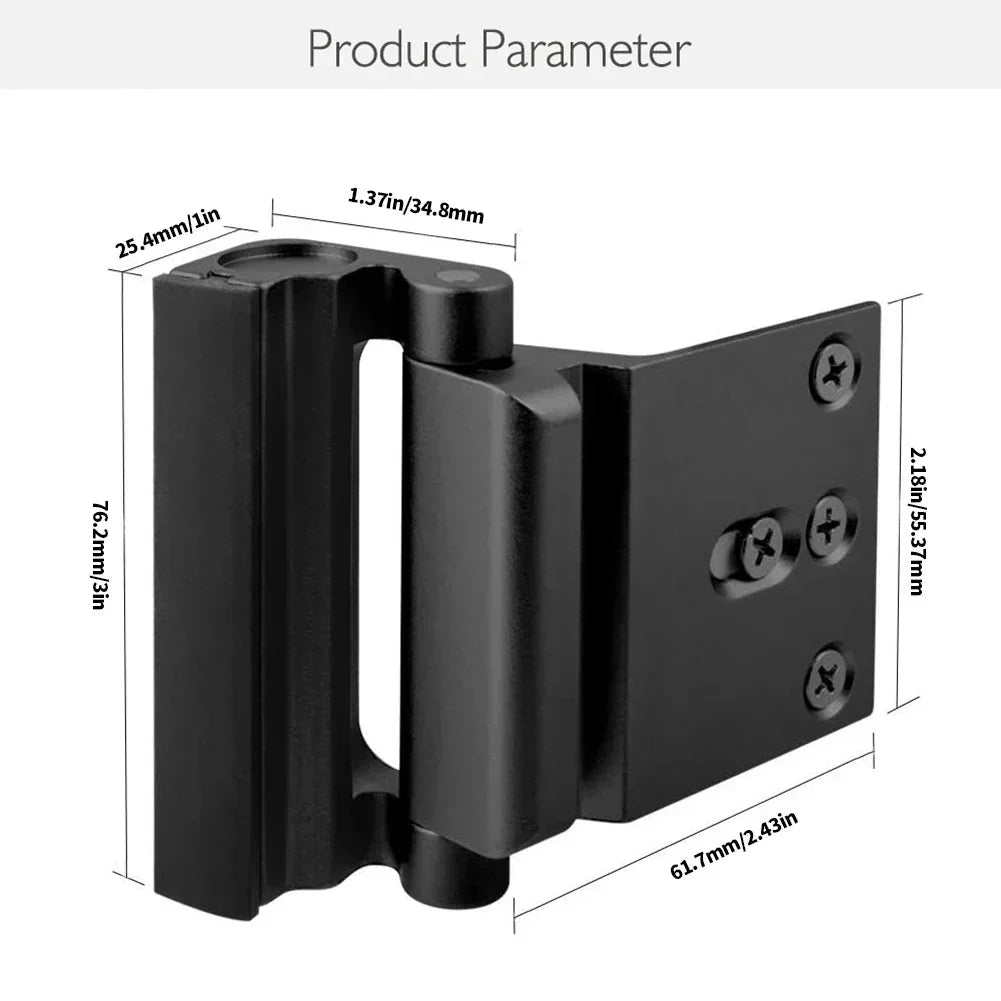 Door Security Latch Heavy-Duty Aluminum 800 Pounds Quick Install