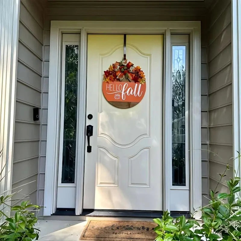 Door Sign Hello Fall Pumpkin Weather Resistant