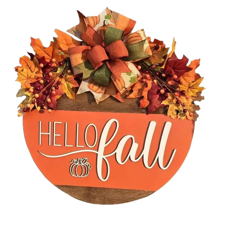 Door Sign Hello Fall Pumpkin Weather Resistant