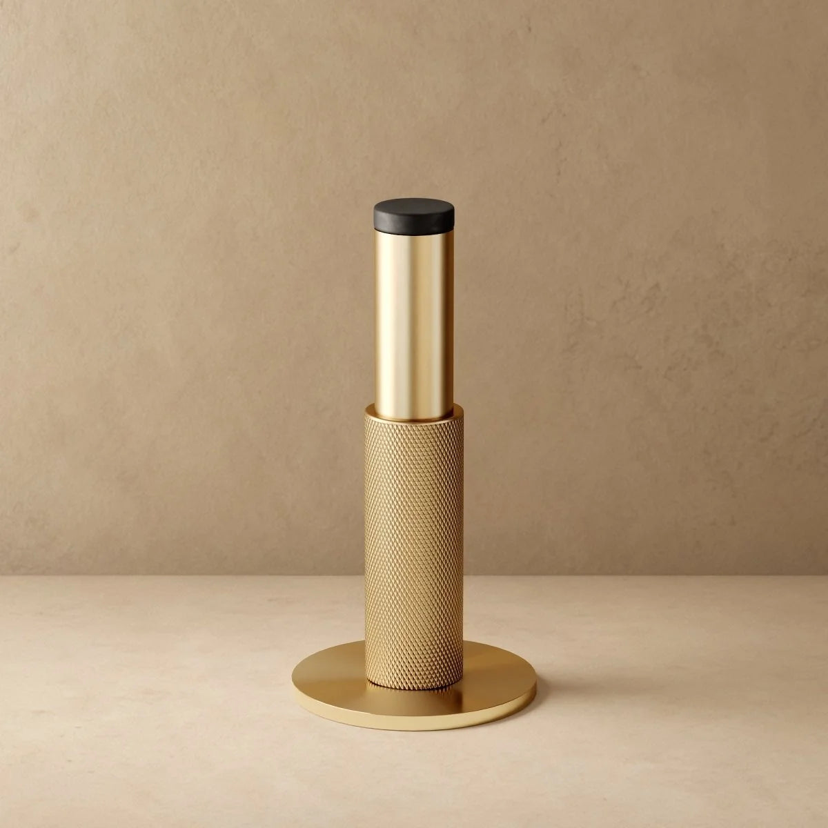Door Stop Solid Brass Knurled Finish Rubber Bumper