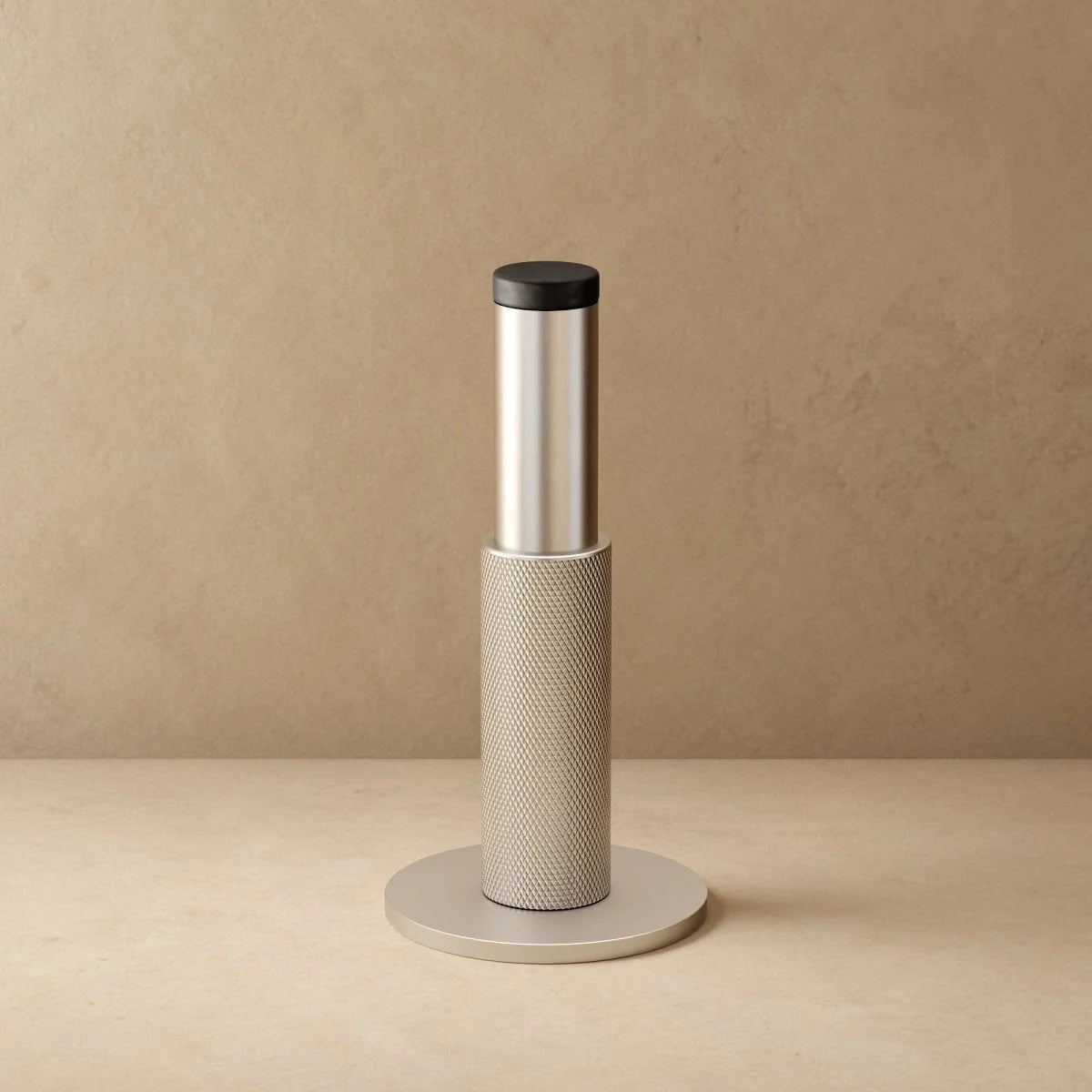 Door Stop Solid Brass Knurled Finish Rubber Bumper