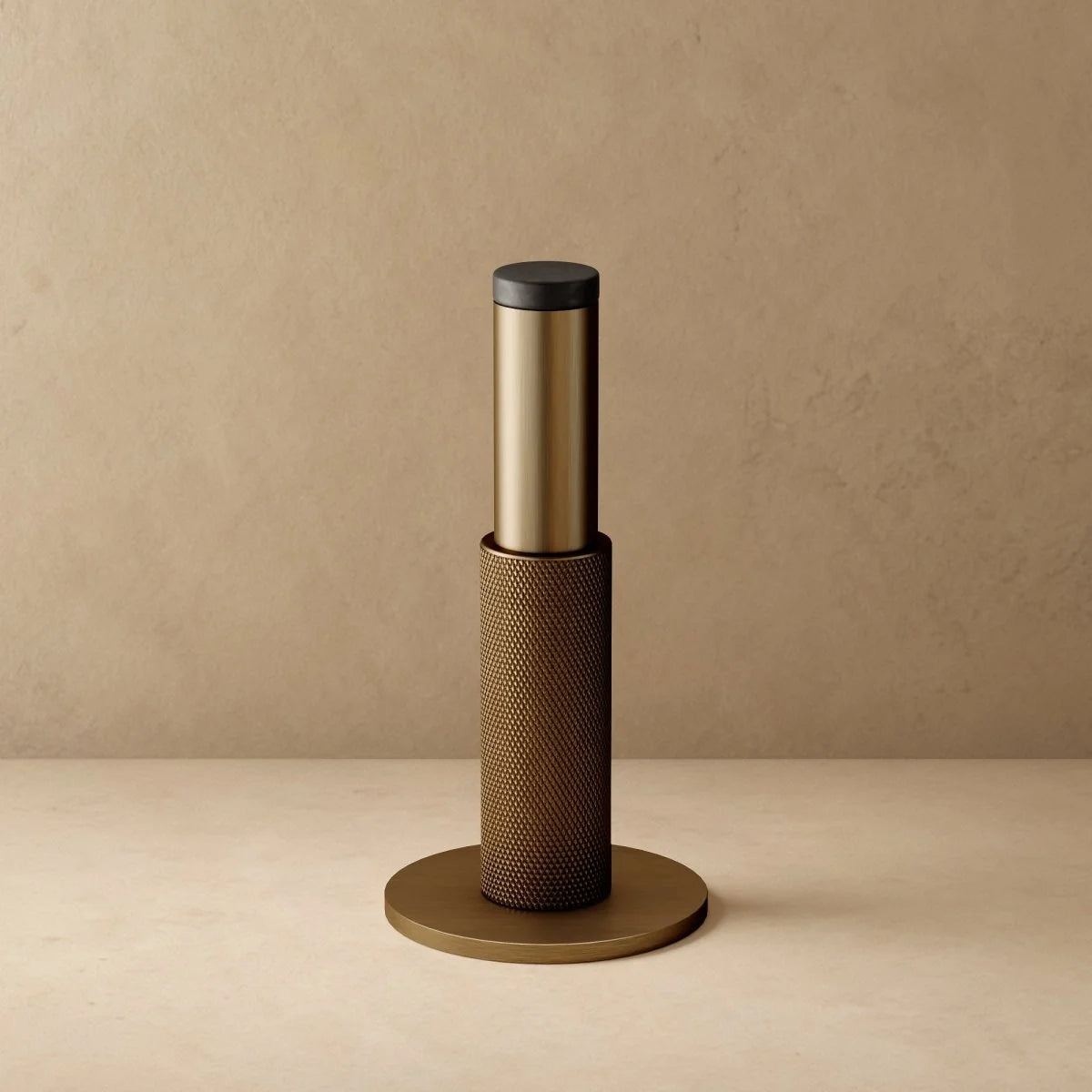 Door Stop Solid Brass Knurled Finish Rubber Bumper