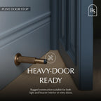 Door Stop Solid Brass Knurled Finish Rubber Bumper