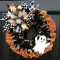 Door Wreath Burlap Ghost Ribbon Accents