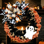 Door Wreath Burlap Ghost Ribbon Accents