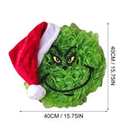 Door Wreath Grinch Face Weather-Resistant 15.75 Inch Indoor Outdoor