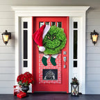 Door Wreath Grinch-Inspired Weather-Resistant 40cm