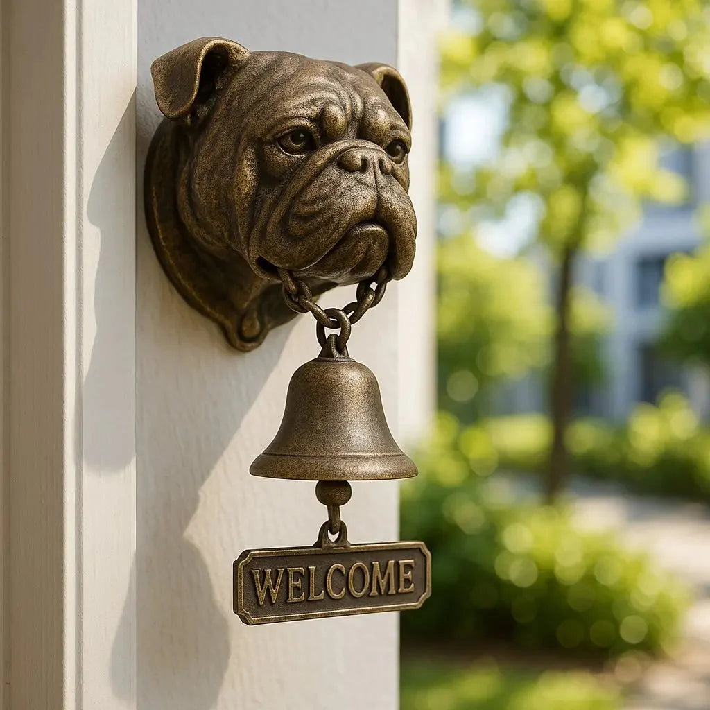 Doorbell Cast Iron Dog Figurine Weather-Resistant