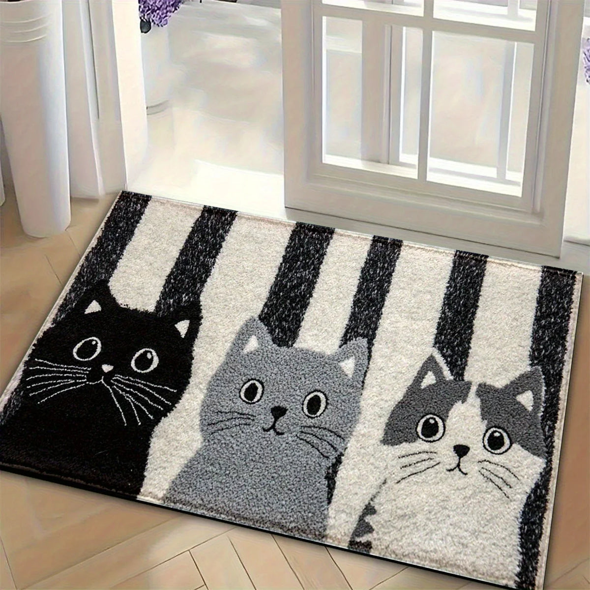 Doormat Cat Print Non-Slip PVC Backing & Water-Resistant