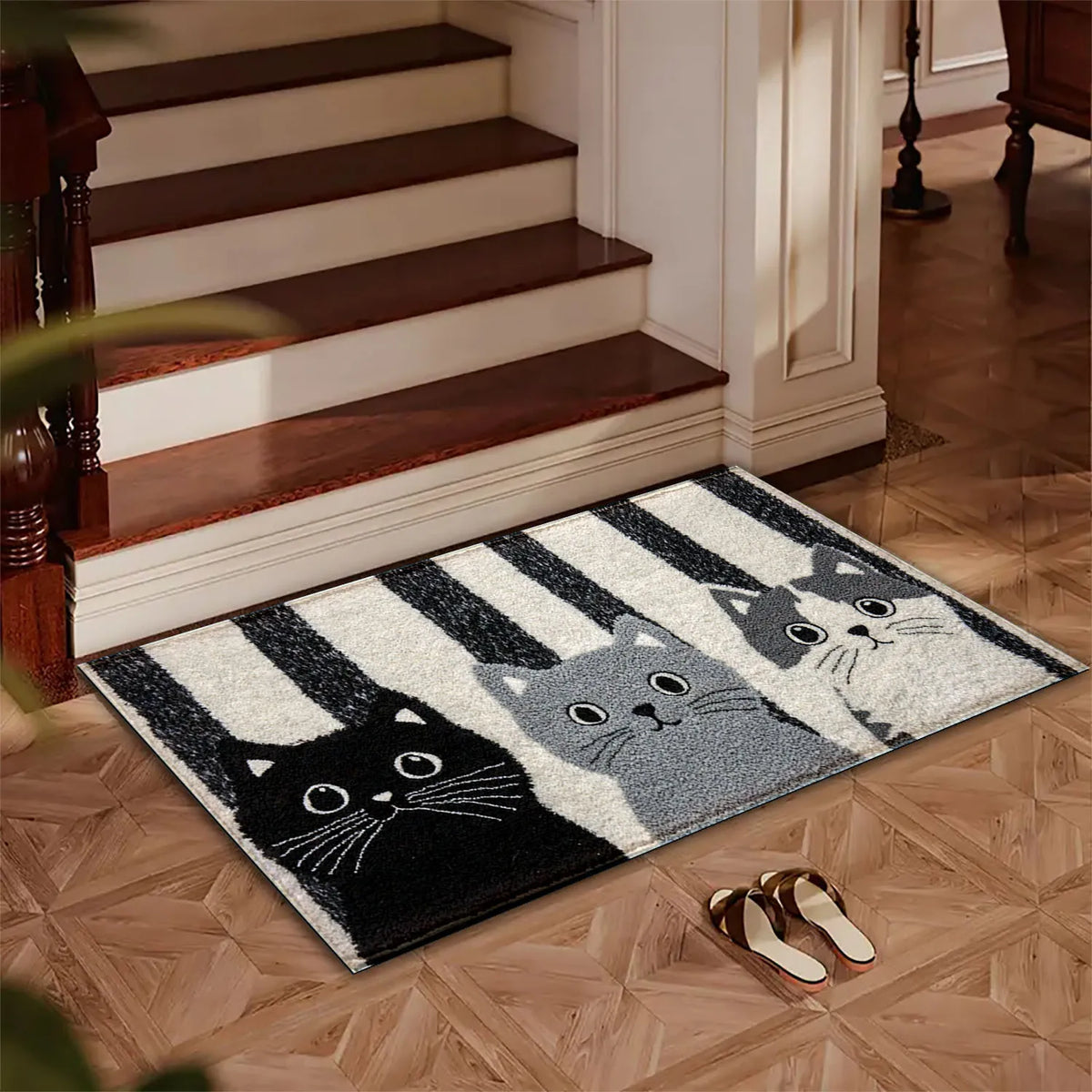 Doormat Cat Print Non-Slip PVC Backing & Water-Resistant