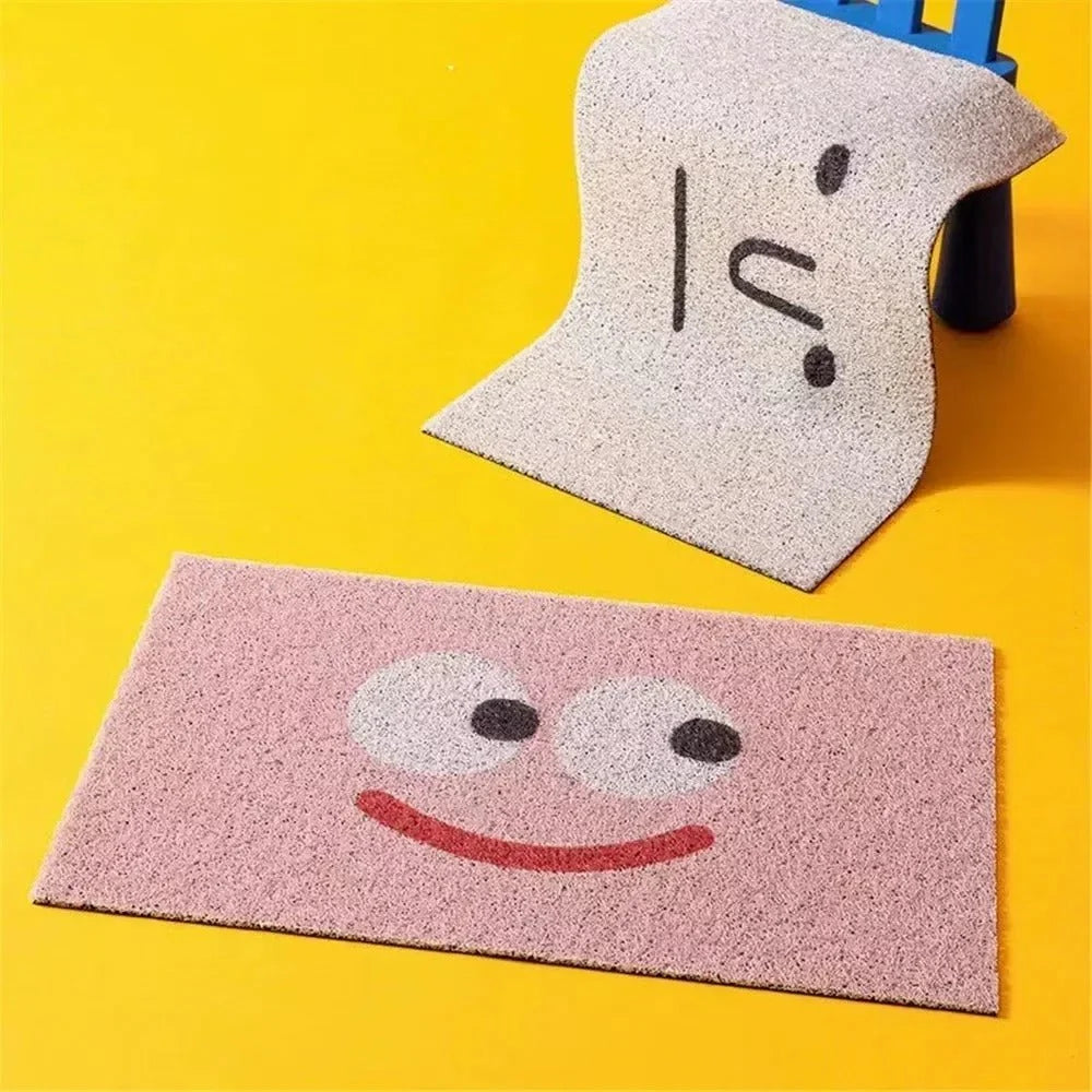 Doormat Emoji Design Polyester Surface & Non-Slip Backing
