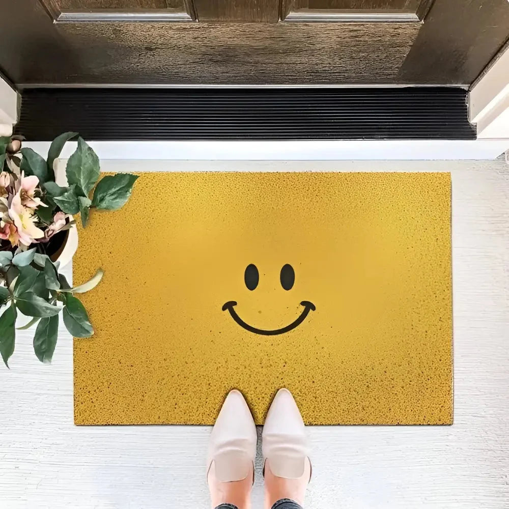 Doormat Smiley Print Non-Slip PVC & Quick-Dry Surface