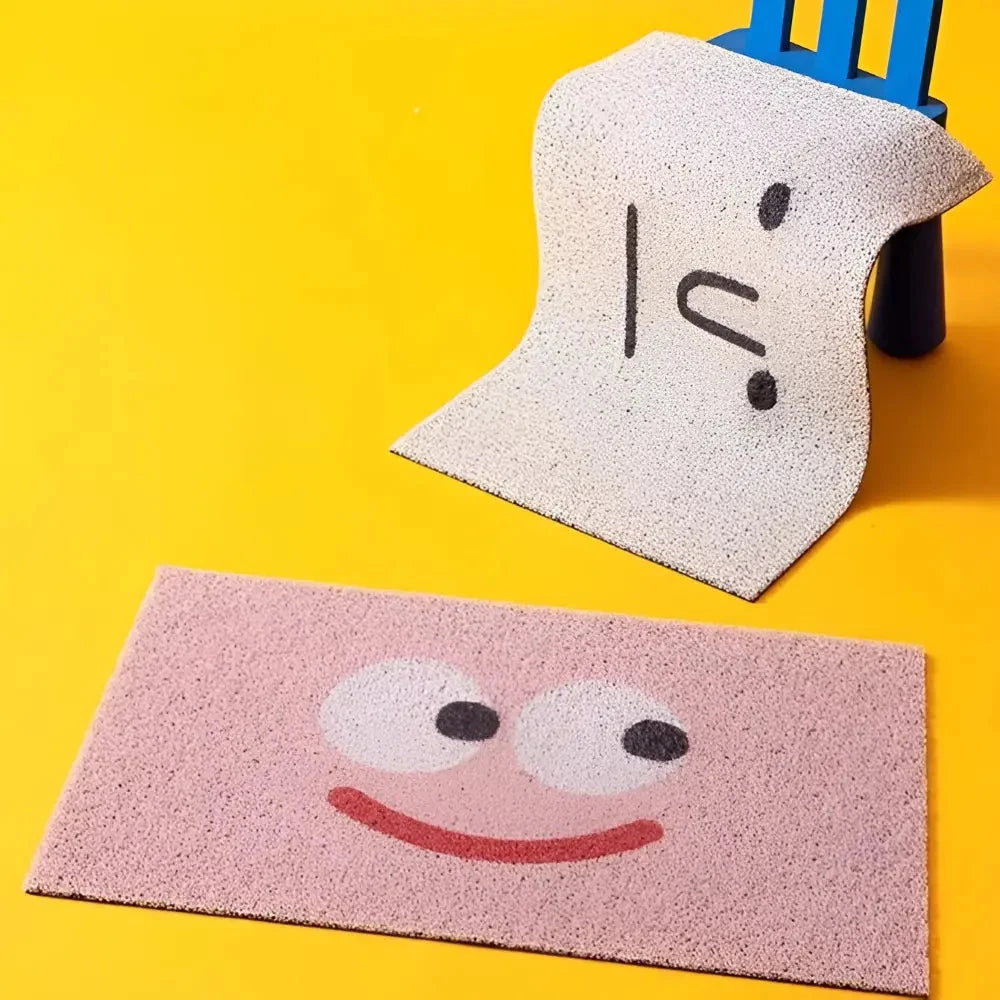 Doormat Smiley Print Non-Slip PVC & Quick-Dry Surface