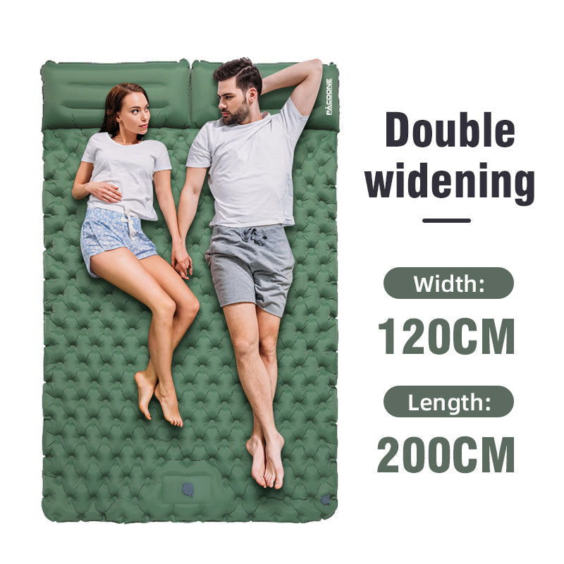 Double Air Mattress Self-Inflating Built-In Foot Pump