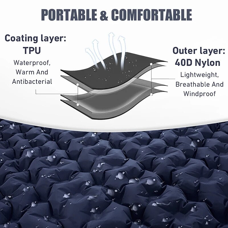 Double Air Mattress Self-Inflating Built-In Foot Pump
