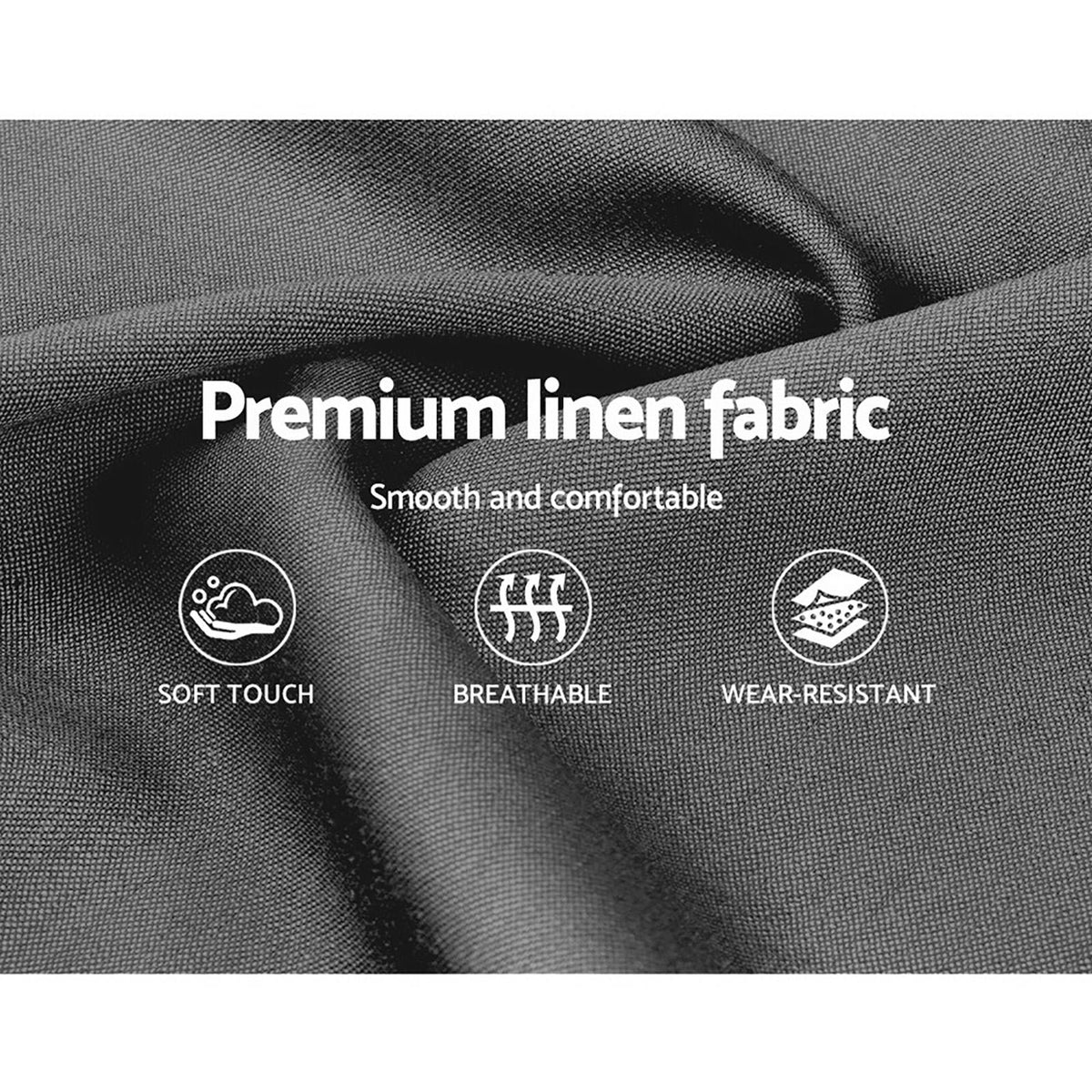 Double Bed Frame Gas-Lift Storage LED Headboard Faux Linen