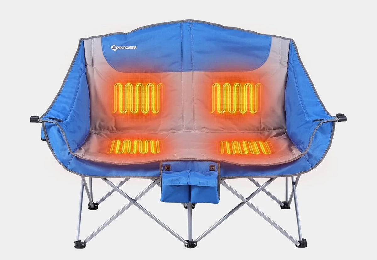 Double Camping Chair Heated Foldable Rechargeable Batteries