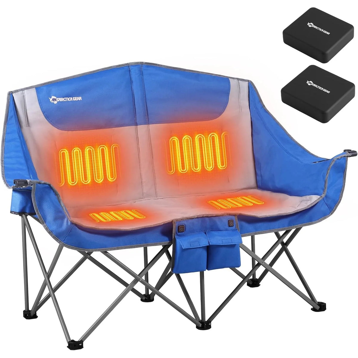 Double Camping Chair Heated Foldable Rechargeable Batteries