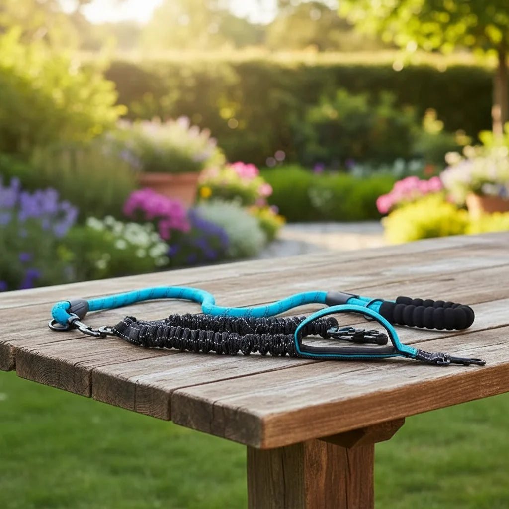 Double Dog Leash 360 Degree Swivel Shock-Absorbent Reflective