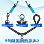 Double Dog Leash 360 Degree Swivel Shock-Absorbent Reflective