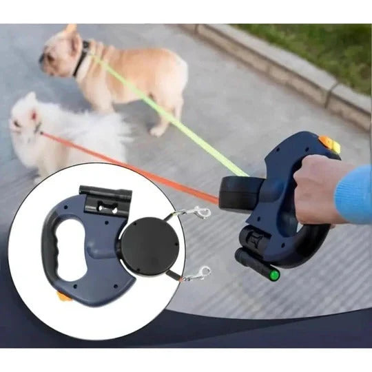 Double Dog Leash Anti-Tangle Swivel Padded Handle