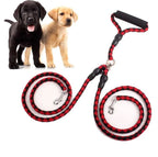 Double Dog Leash Heavy-Duty Nylon Reflective Threads Padded Handle