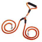 Double Dog Leash Heavy-Duty Nylon Reflective Threads Padded Handle