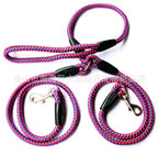 Double Dog Leash Heavy-Duty Nylon Reflective Threads Padded Handle